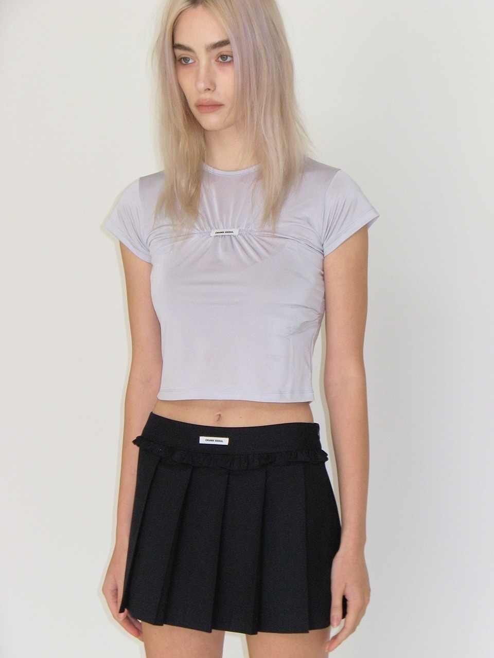 ★CRANK★FRILL PLEATS MINI SKIRT_GREY ★正規品/韓国直送料込 CRANK】FRILL PLEATS MINI SKIRT PANTS | OUR BRAND,CRANK