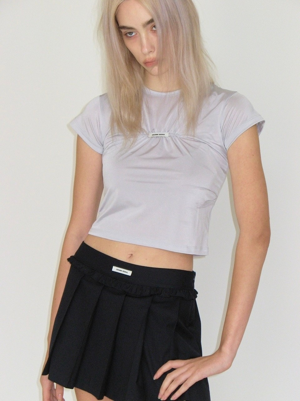 ★CRANK★FRILL PLEATS MINI SKIRT_GREY ★正規品/韓国直送料込 CRANK】FRILL PLEATS MINI SKIRT PANTS | OUR BRAND,CRANK