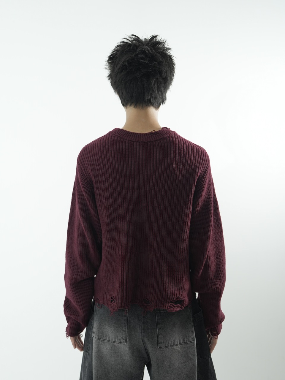 CS】mock neck damage knit (red) | OUR BRAND,Chikashitsu +,CS