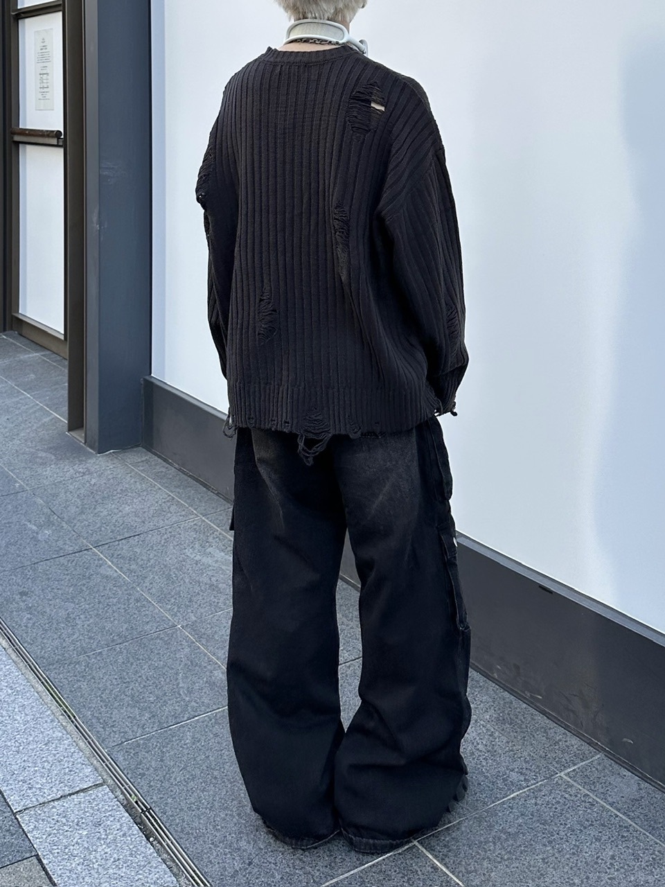 大阪店WEB限定【Chikashitsu +】overfit damage knit (3color)