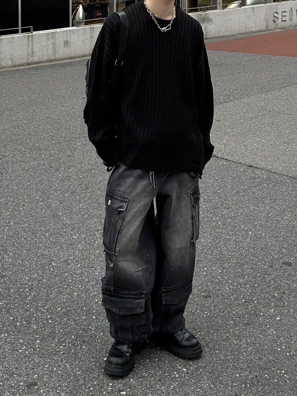 大阪店WEB限定【Chikashitsu +】overfit damage knit (3color)