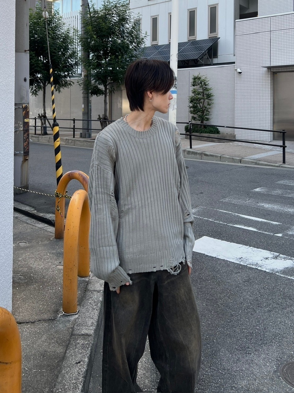 【Chikashitsu +】overfit damage knit 大阪店WEB限定受注制【Chikashitsu +】overfit damage knit