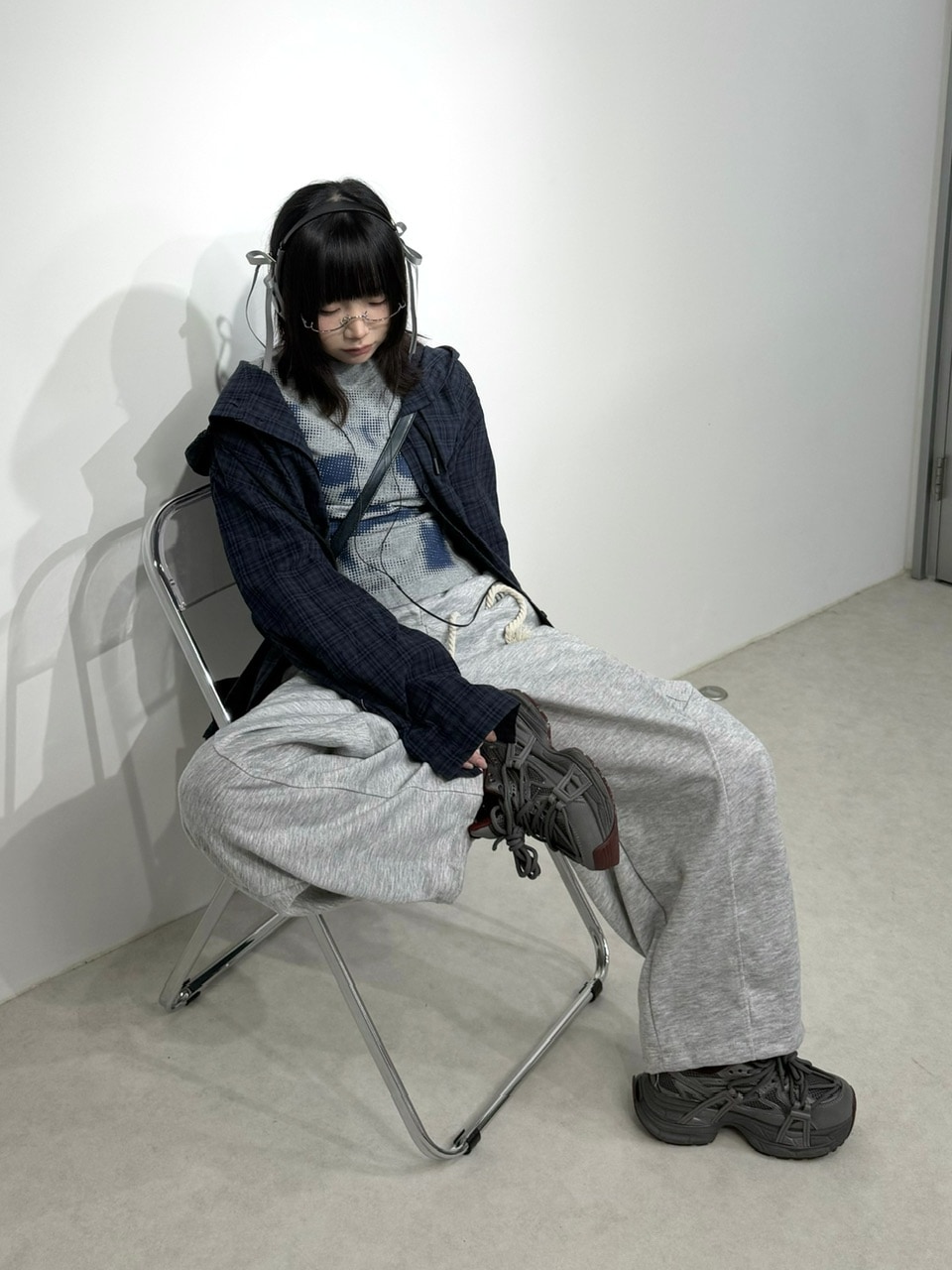 loncino uneune sweat pants MIKADO着用 Nerd out XU】waist rope loose sweat pants (2color) / 【ナード