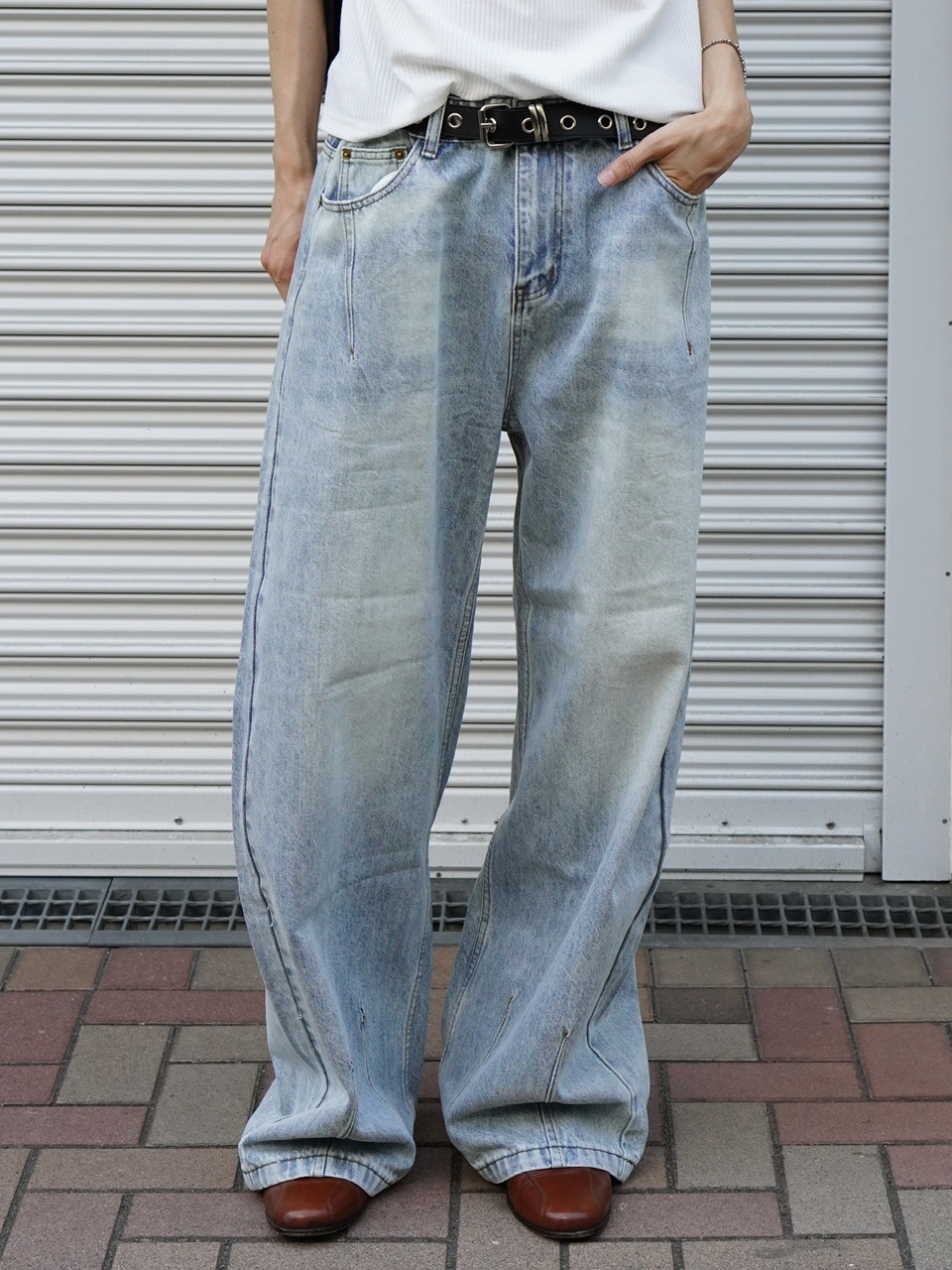 ☆えーきちさま専用です☆デニム裏地 東京店WEB限定受注制【Chikashitsu +】barrel leg jeans | OUR