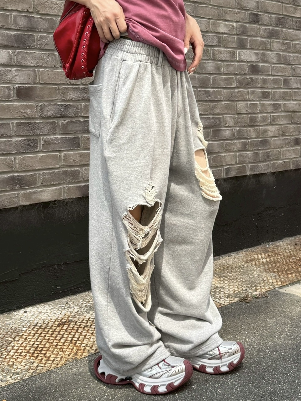 受注制【Chikashitsu +】full length crash sweat pants