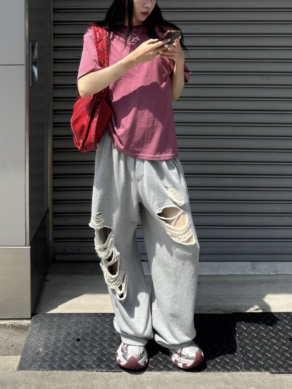 す　パンツ 受注制【Chikashitsu +】full length crash sweat pants