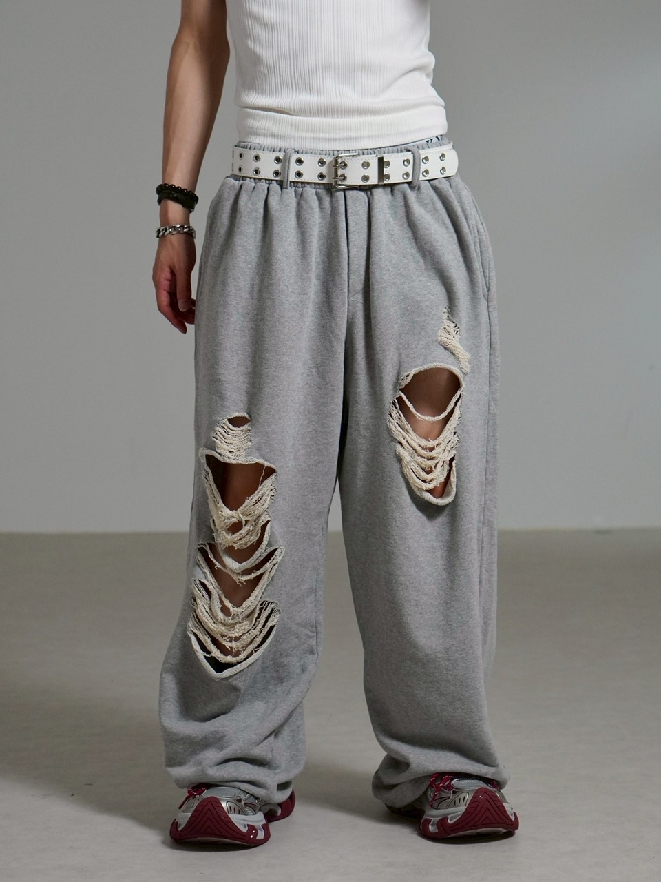 受注制【Chikashitsu +】full length crash sweat pants