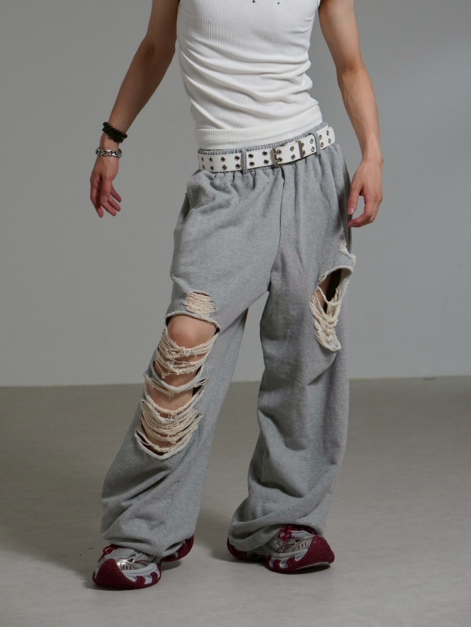 ch!iiibag チーバック スウェットパンツ 受注制【Chikashitsu +】full length damage sweat pants