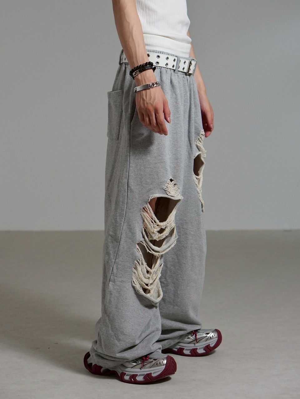 スウェットパンツ最終値下げ 受注制【Chikashitsu +】full length crash sweat pants