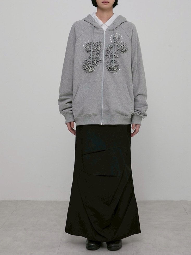 FLAREUP】Ruffle Zip Hoodie / 【フレアアップ】ラッフルジップアップ