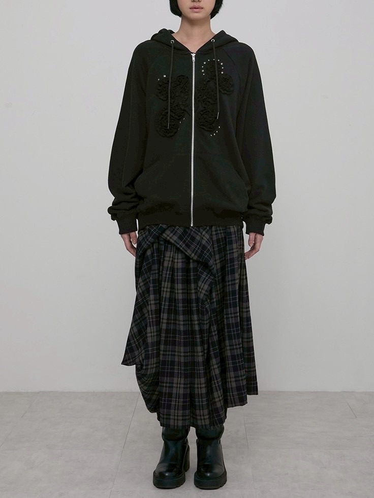 FLAREUP】Ruffle Zip Hoodie / 【フレアアップ】ラッフルジップアップ