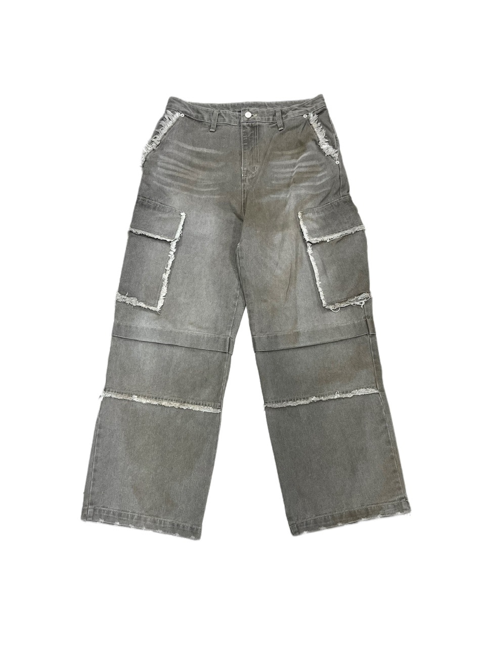 受注制【Never mind the XU】set up grunge denim cargo pants