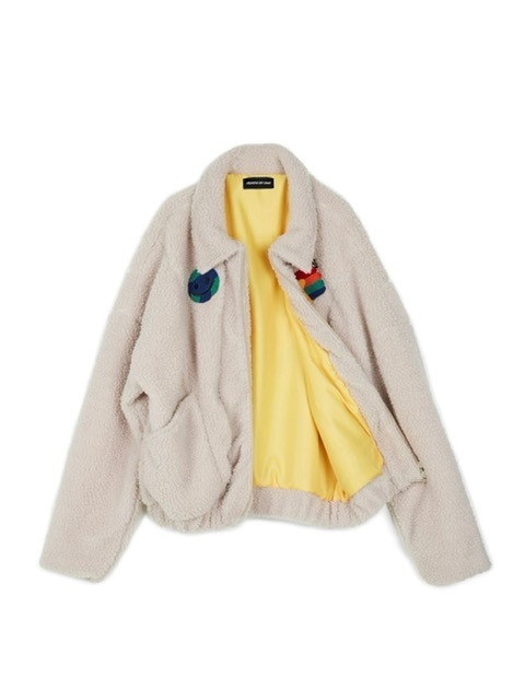 【SUNDAY OFF CLUB】Shooting Star Embroidered Sherpa Fleece Jacket