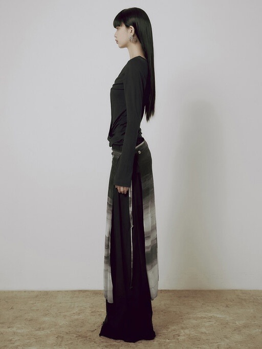 ●FLARE UP● Sheer Jovian Wrap Skirt FL240Brown FL-240_Brown FLAREUP】Sheer Jovian Wrap Skirt | OUR BRAND,FLAREUP