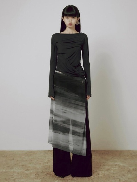 【FLAREUP】24FW★ Sheer Jovian Wrap Skirt FLAREUP】Sheer Jovian Wrap Skirt | OUR BRAND,FLAREUP