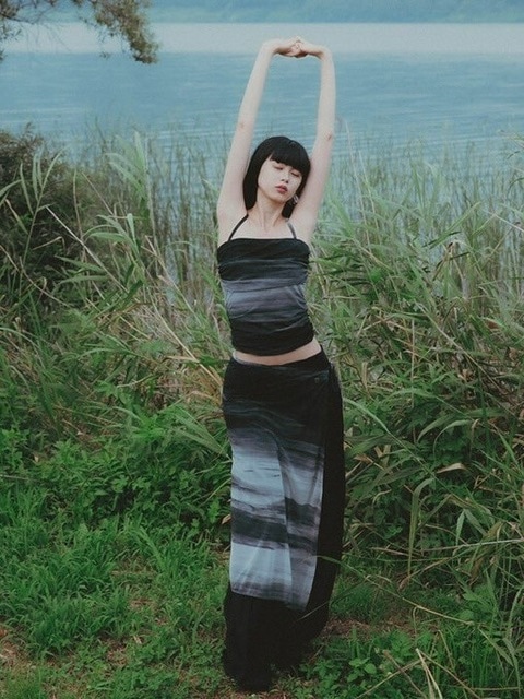 韓国商品/FLARE UP Sheer Jovian Wrap Skirt FLAREUP】Sheer Jovian Wrap Skirt | OUR BRAND,FLAREUP