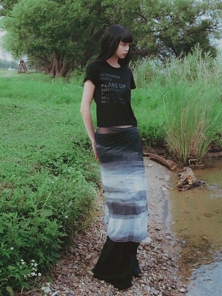 韓国商品/FLARE UP Sheer Jovian Wrap Skirt FLAREUP】Sheer Jovian Wrap Skirt | OUR BRAND,FLAREUP
