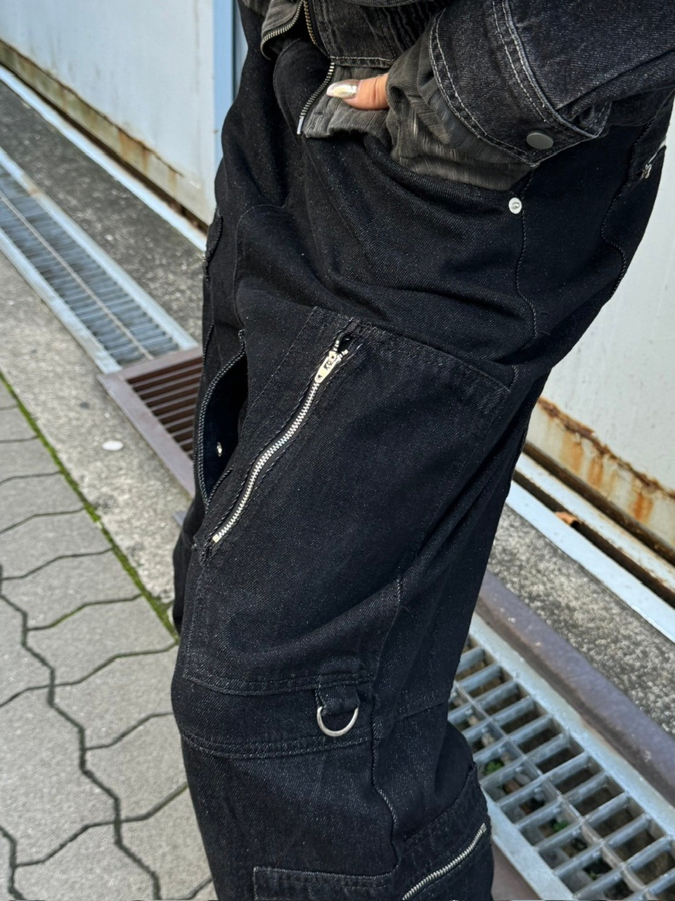 受注制【Chikashitsu +】steel ring denim cargo pants | OUR