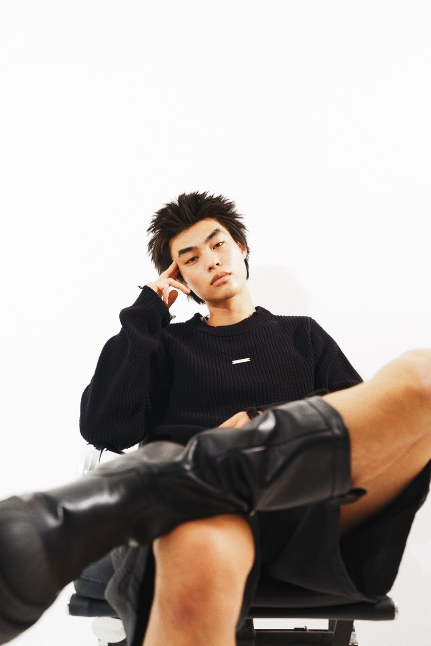 【CS】【Chikashitsu +】 mockneckdamageknit CS】mock neck damage knit (black) | OUR BRAND,Chikashitsu +