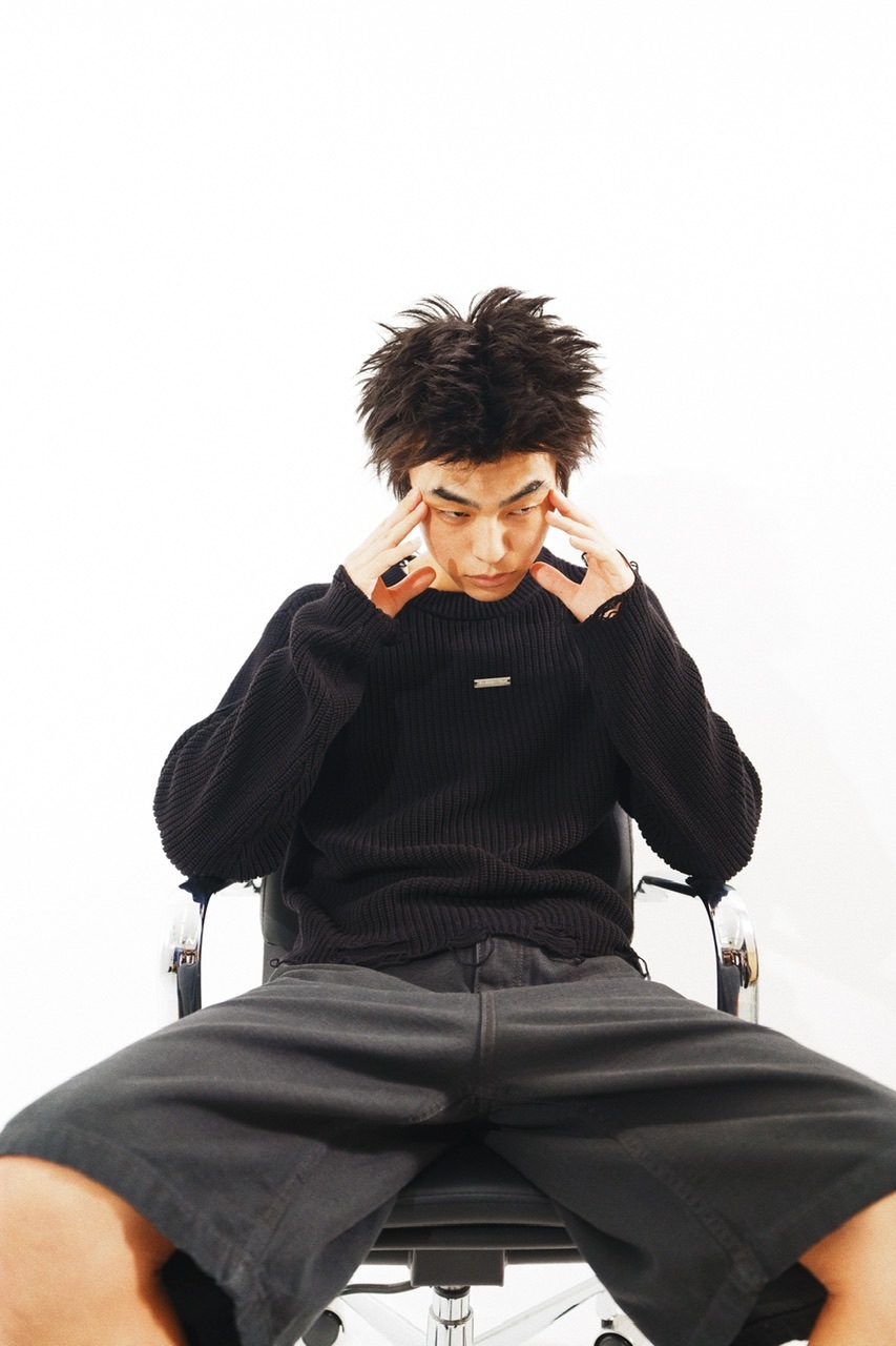 【CS】【Chikashitsu +】 mockneckdamageknit CS】mock neck damage knit (black) | OUR BRAND,Chikashitsu +