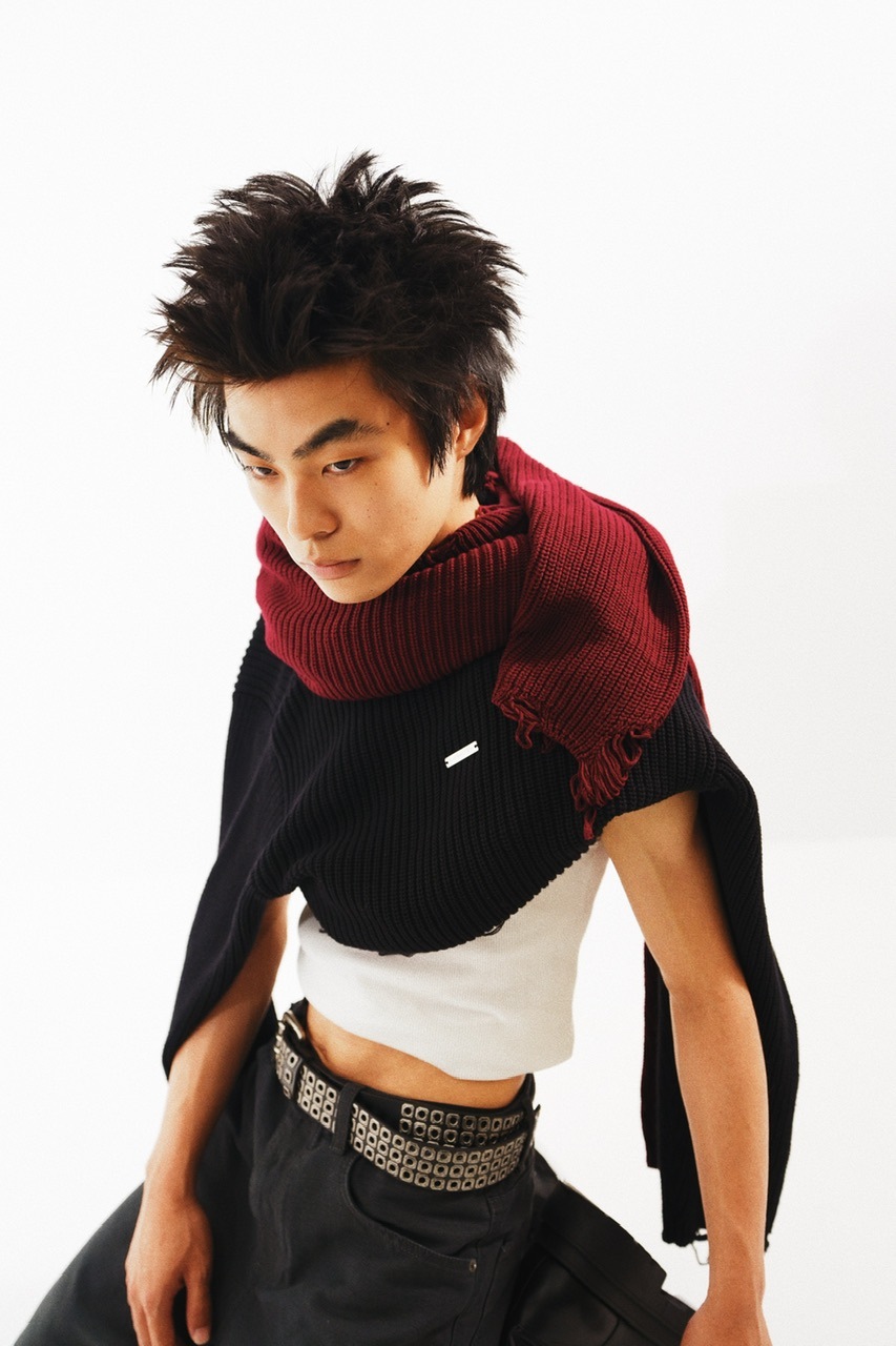【CS】【Chikashitsu +】 mockneckdamageknit CS】mock neck damage knit (black) | OUR BRAND,Chikashitsu +