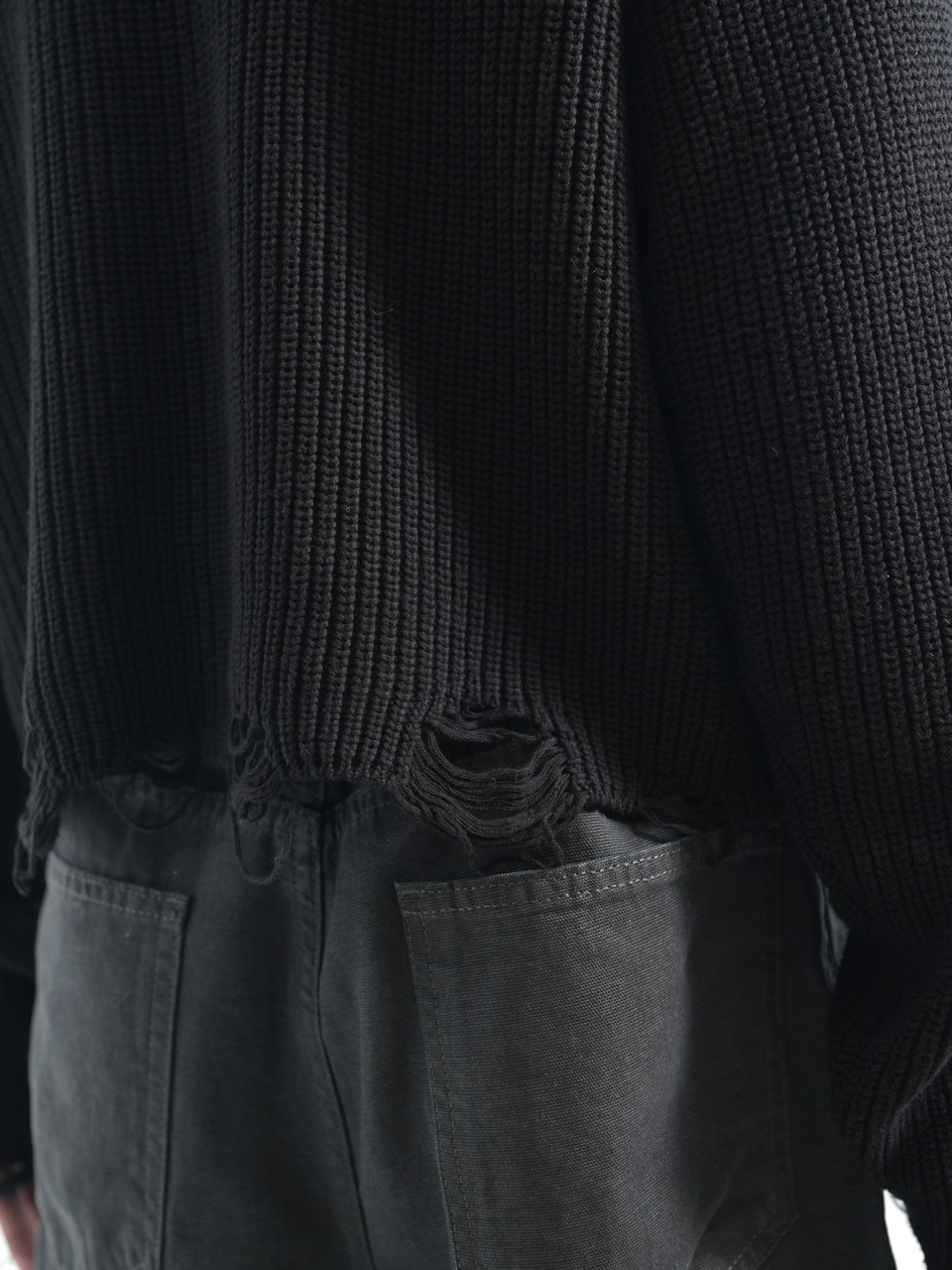 【CS】【Chikashitsu +】 mockneckdamageknit CS】mock neck damage knit (black) | OUR BRAND,Chikashitsu +