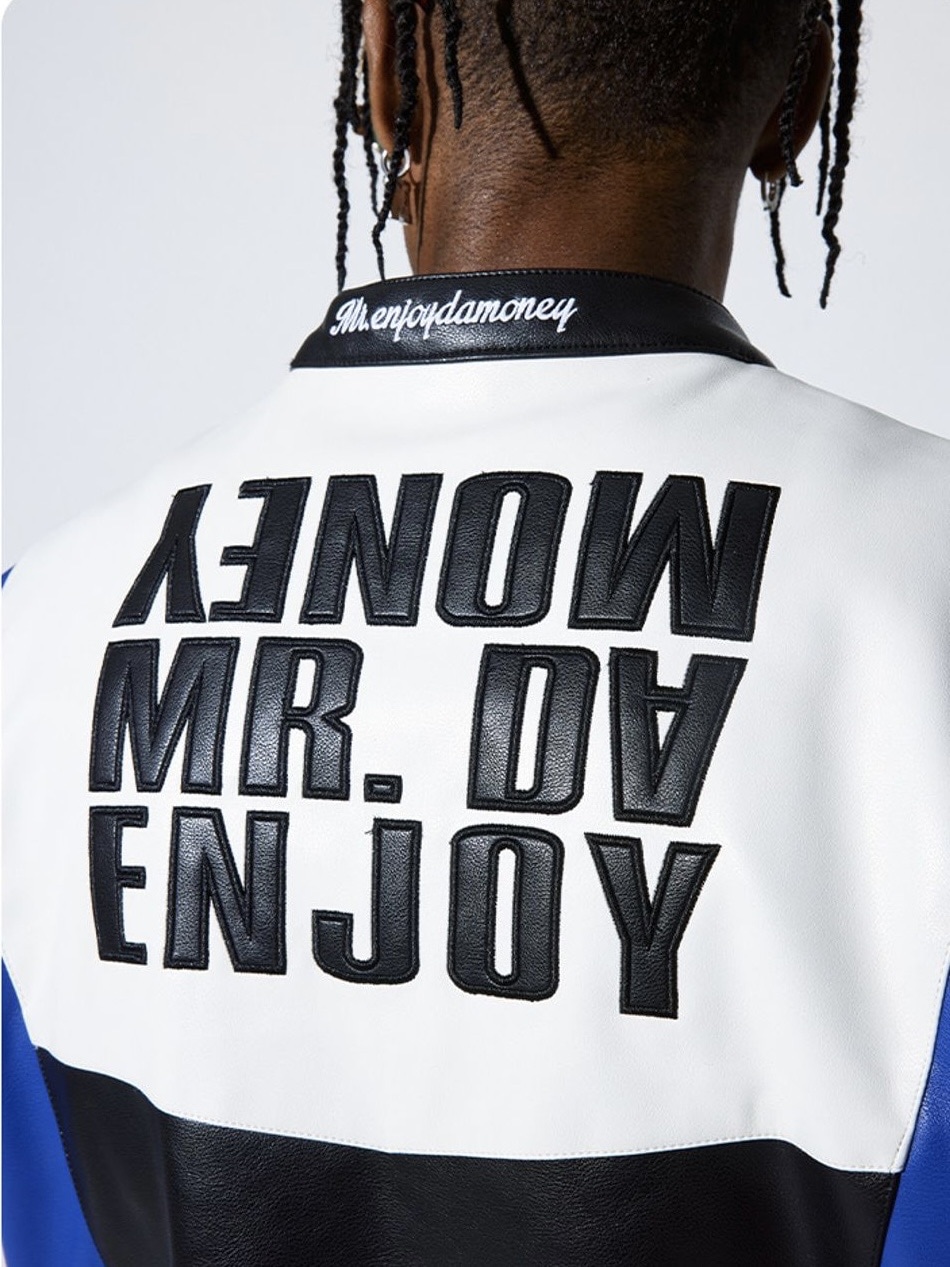 【mr enjoy da money】レザー ジャケット MR. ENJOY DA MONEY】COLOR BLOCKED LEATHER JACKET | OUR BRAND