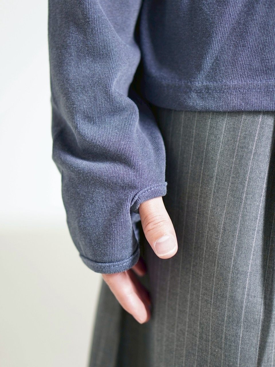 受注制【Chikashitsu +】double button henry neck long sleeve tee