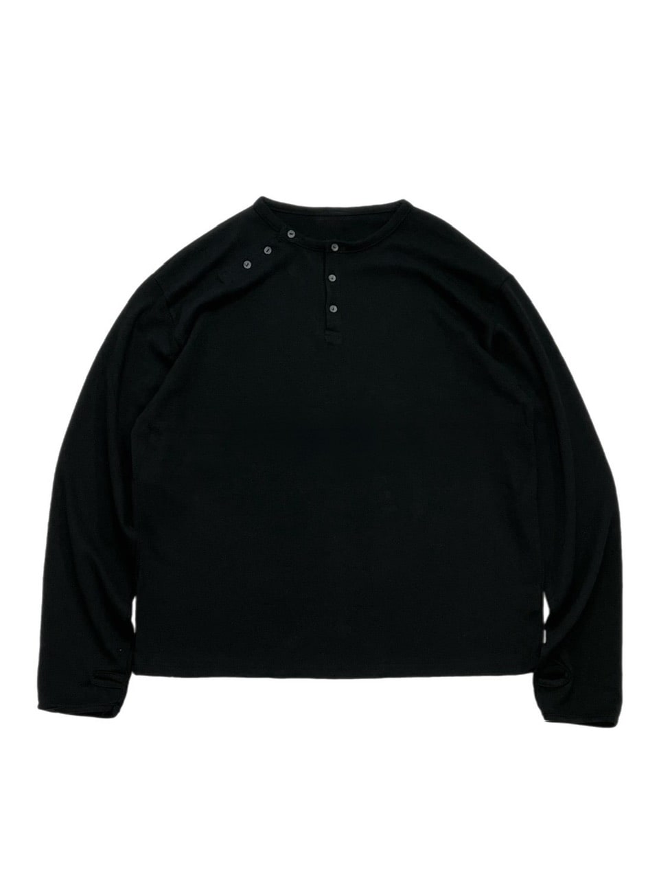 受注制【Chikashitsu +】double button henry neck long sleeve tee