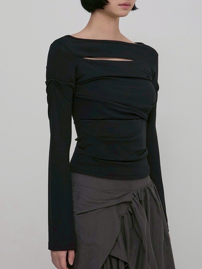 FLAREUP】Asymmetrical Draped Long Sleeve / 【フレアアップ