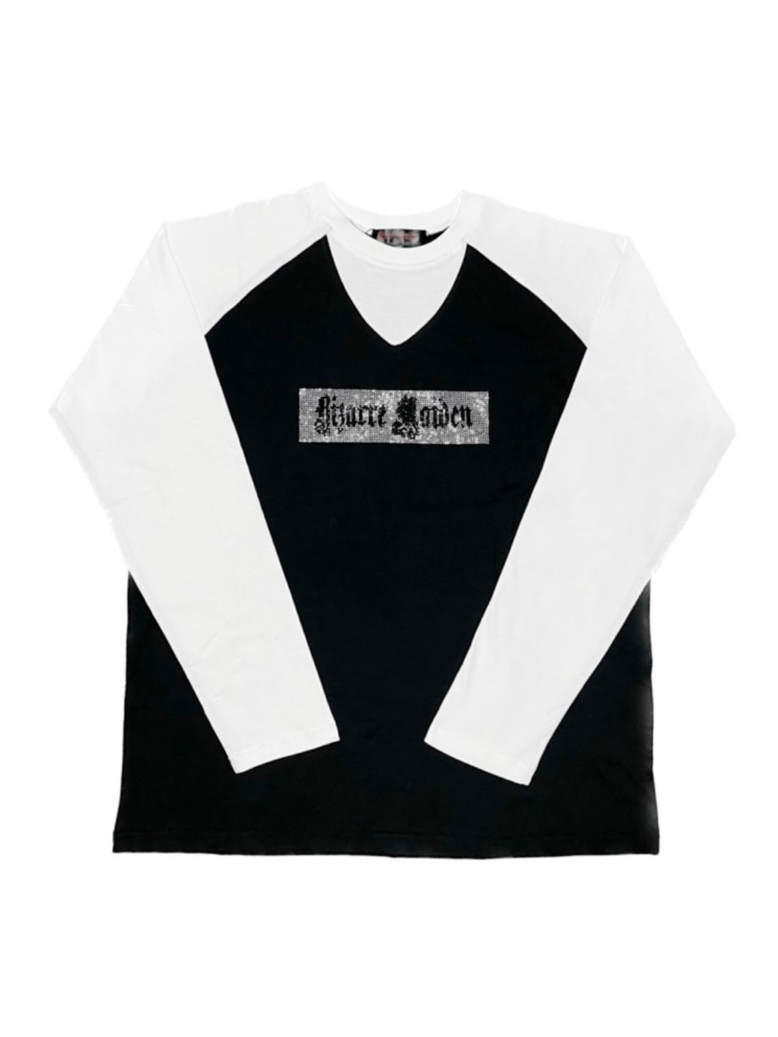 Bizarre Maiden ビザール メイデン ラインストーン ロゴ ラグラン Bizarre Maiden】rhinestone logo raglan tee (2color
