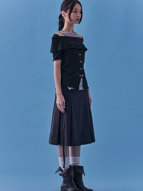 ☆NASTY FANCY CLUB☆ NF Heidi Knitted Off Shoulder BLACKF24Q FANCY CLUB】HEIDI KNITTED OFF-SHOULDER | OUR BRAND,FANCY