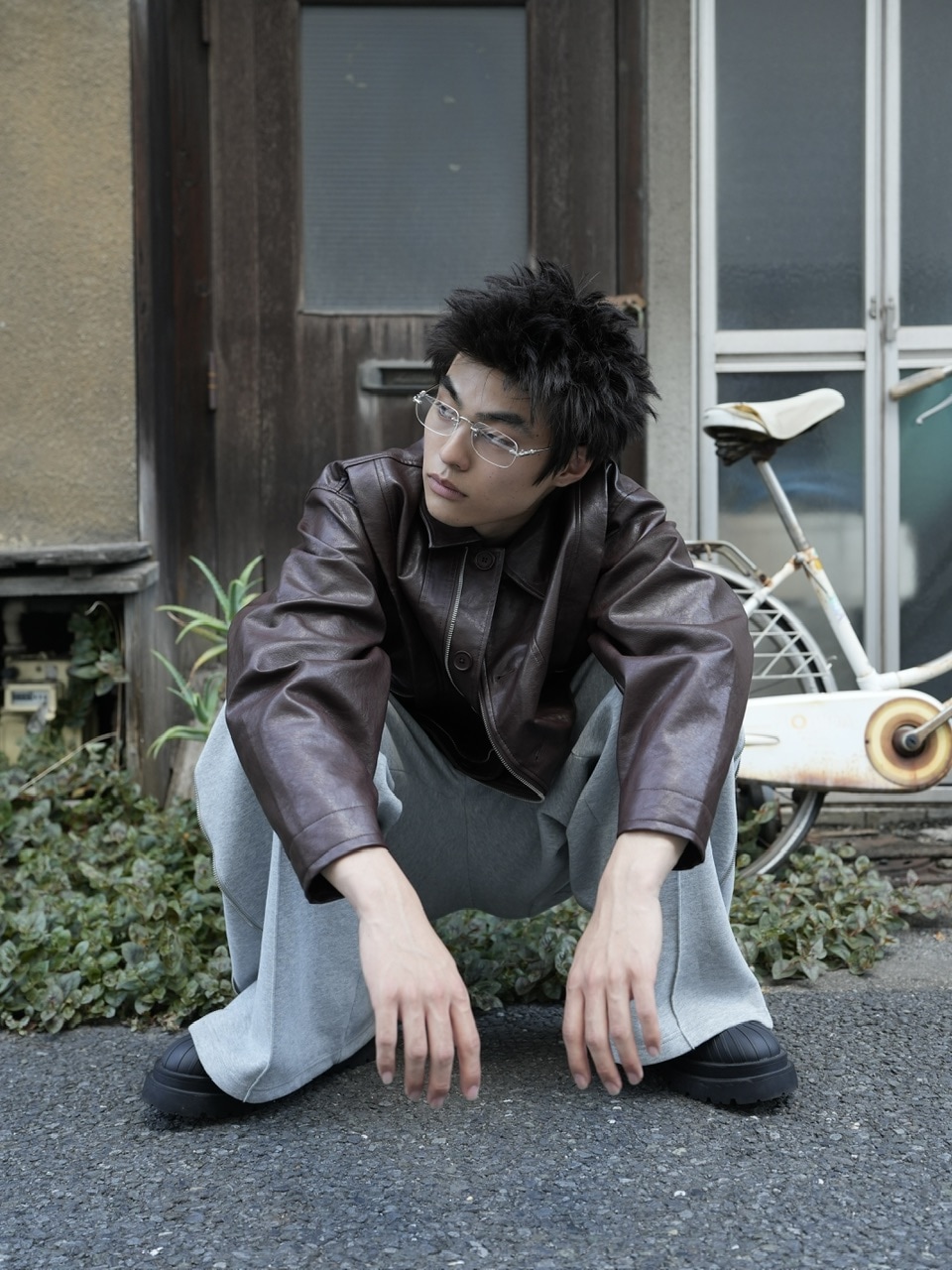 CS】multi vegan leather blouson (brown) | OUR BRAND,Chikashitsu +