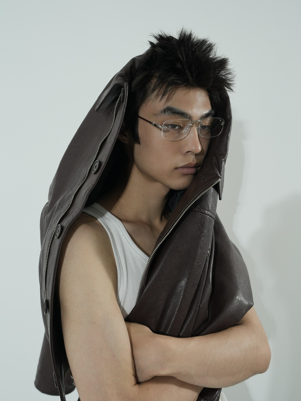 CS】multi vegan leather blouson (brown) | OUR BRAND,Chikashitsu +