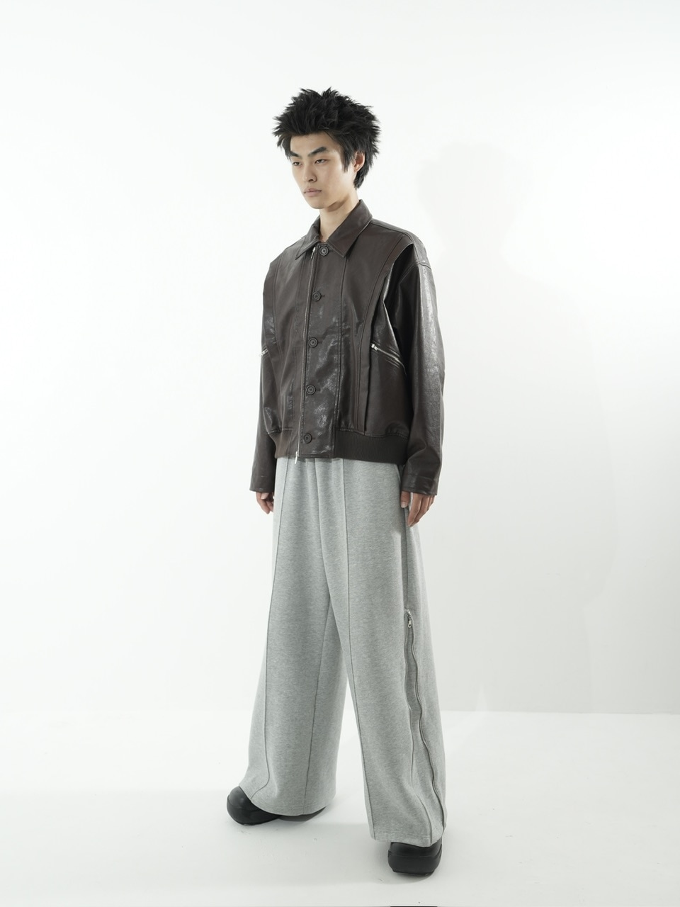 CS】multi vegan leather blouson (brown) | OUR BRAND,Chikashitsu +