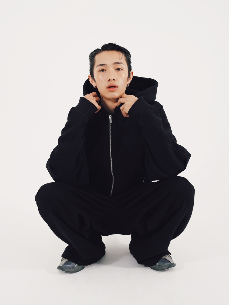 CS】cropped double zip hoodie (black) | OUR BRAND,Chikashitsu +,CS