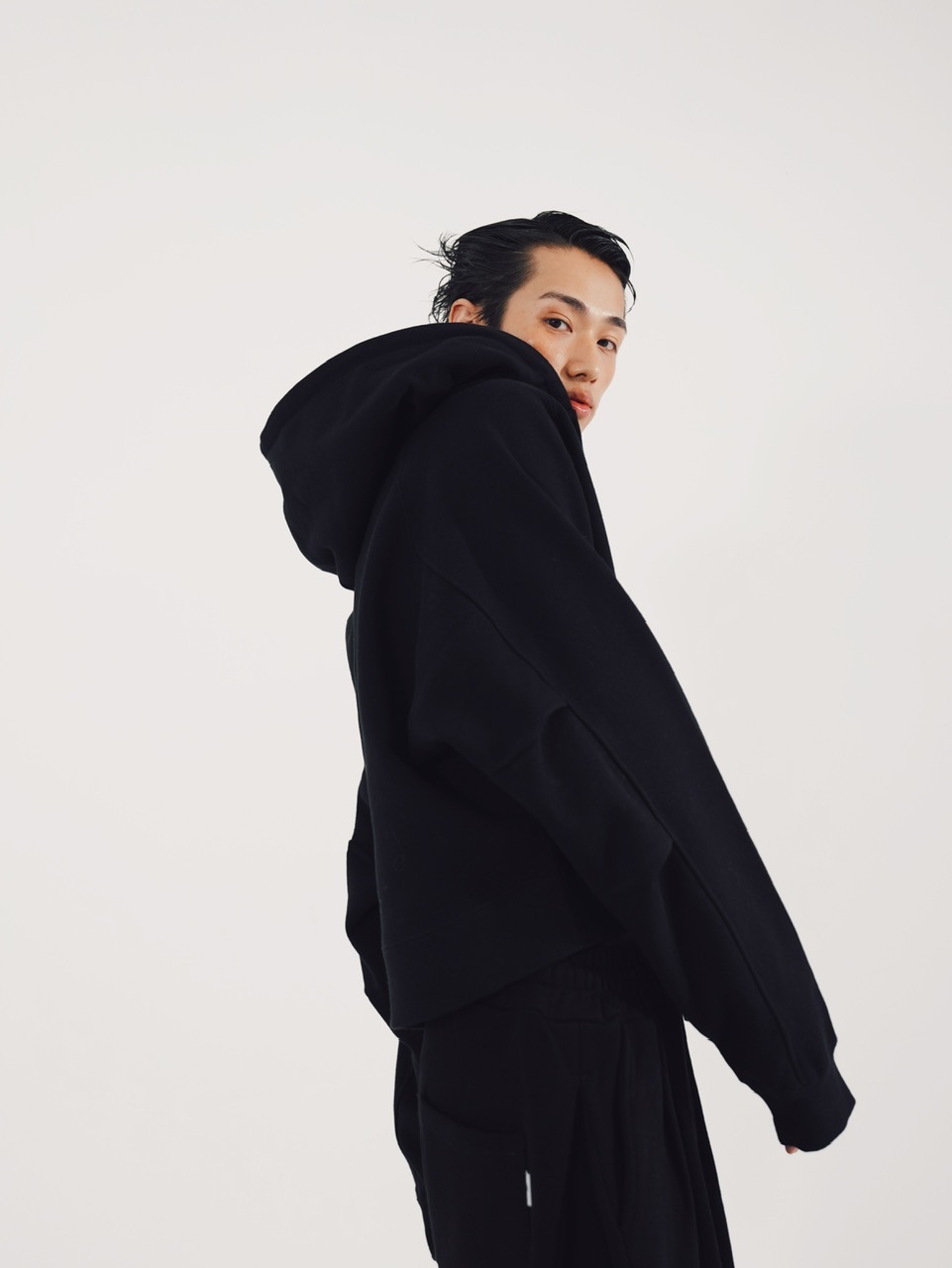CS】cropped double zip hoodie (black) | OUR BRAND,Chikashitsu +,CS