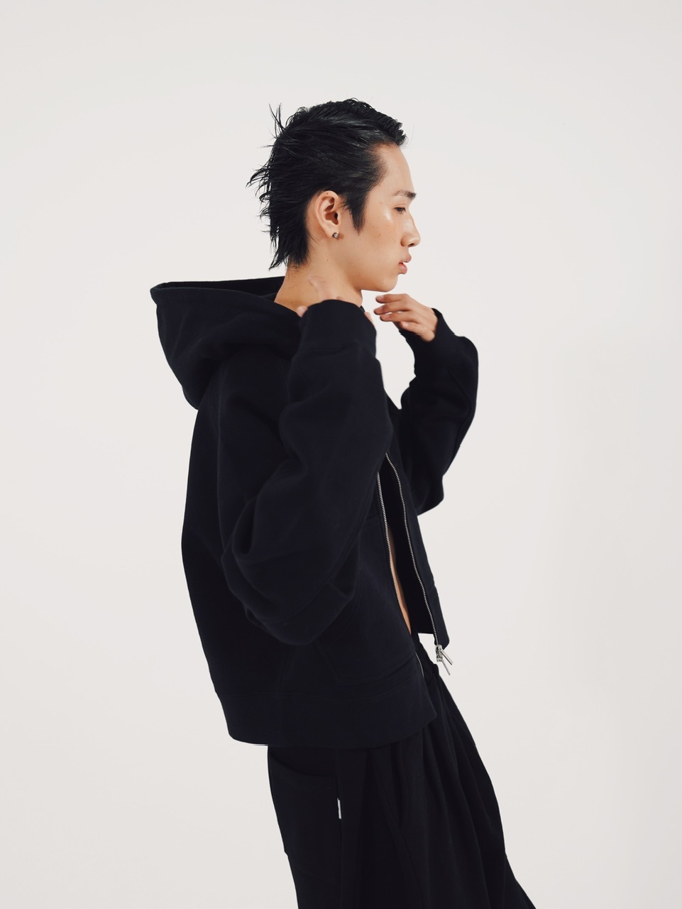 CS】cropped double zip hoodie (black) | OUR BRAND,Chikashitsu +,CS