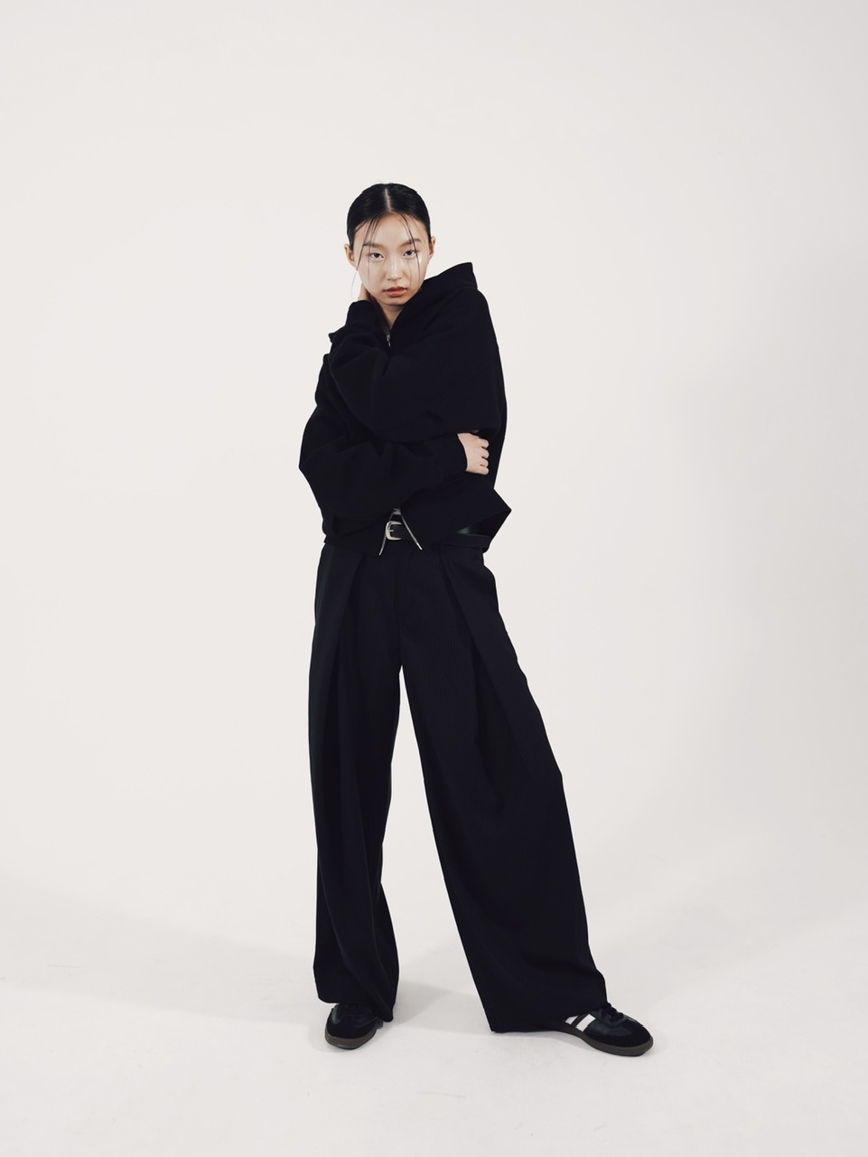 CS】cropped double zip hoodie (black) | OUR BRAND,Chikashitsu +,CS