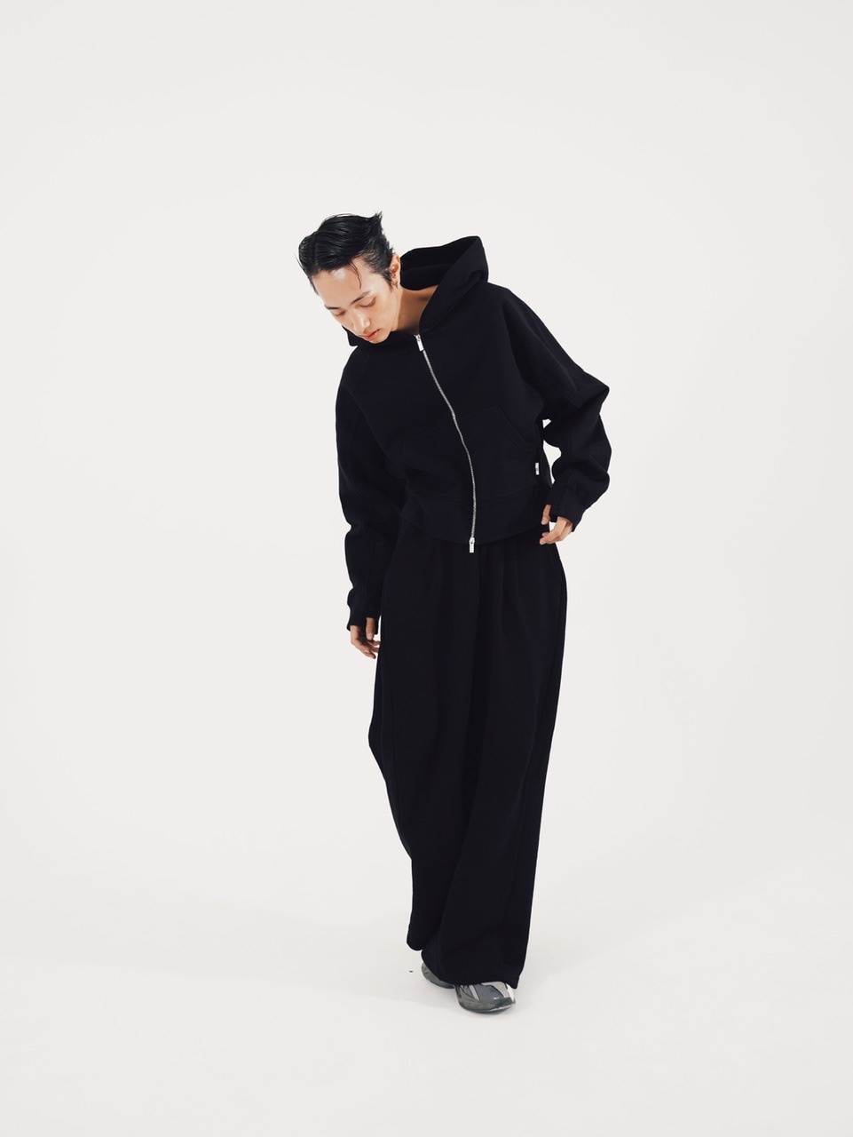 CS】cropped double zip hoodie (black) | OUR BRAND,Chikashitsu +,CS