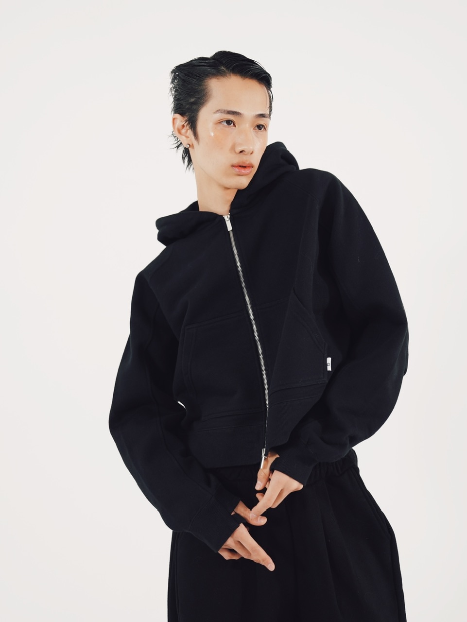 CS】cropped double zip hoodie (black) | OUR BRAND,Chikashitsu +,CS
