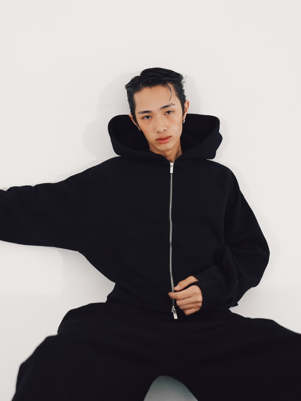 CS】cropped double zip hoodie (black) | OUR BRAND,Chikashitsu +,CS