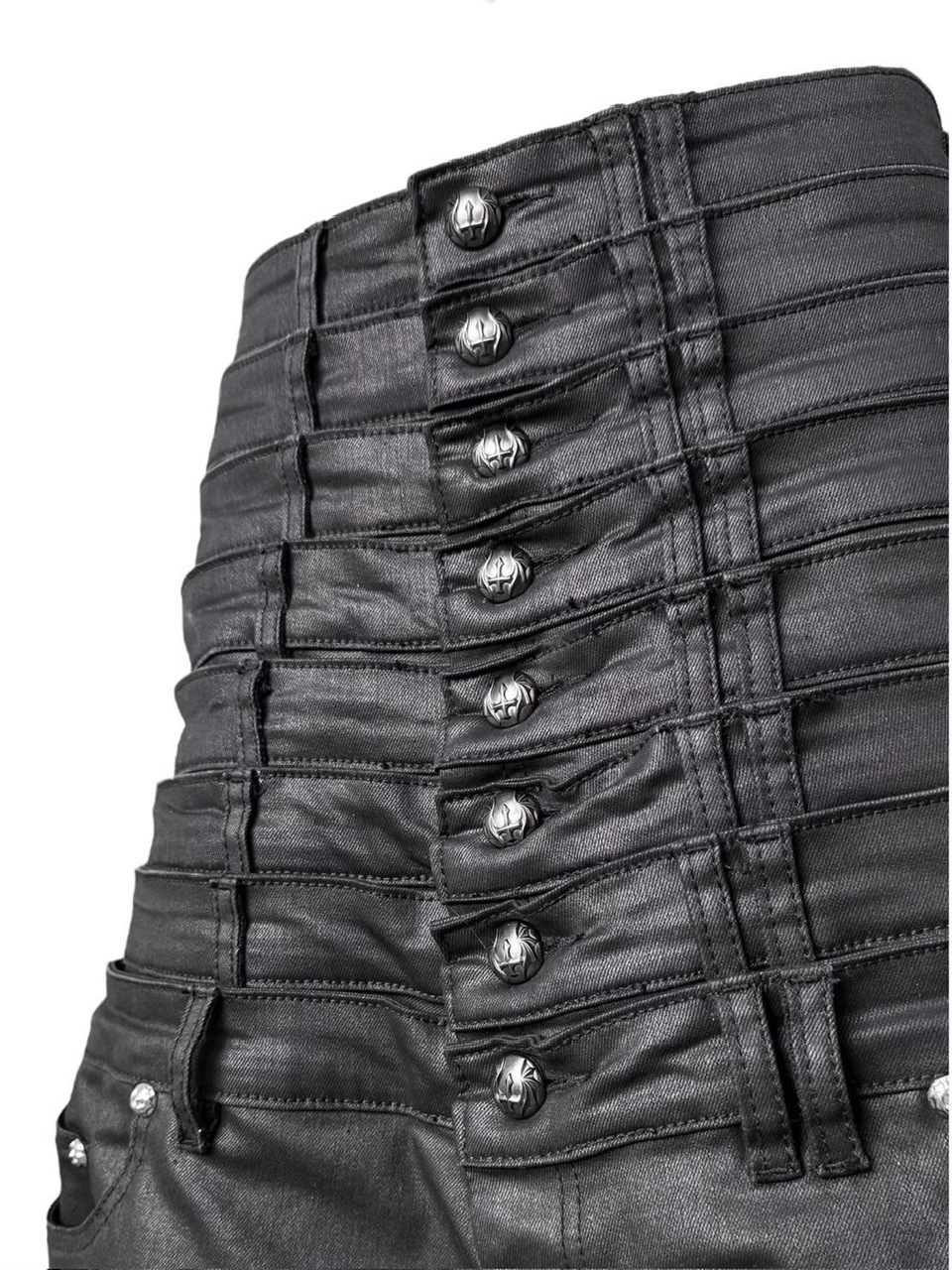 【UNIZ】8 Backs J-Cut Pants / 【ユニズ】ダーティーライクレイヤードバルーンデニムパンツ