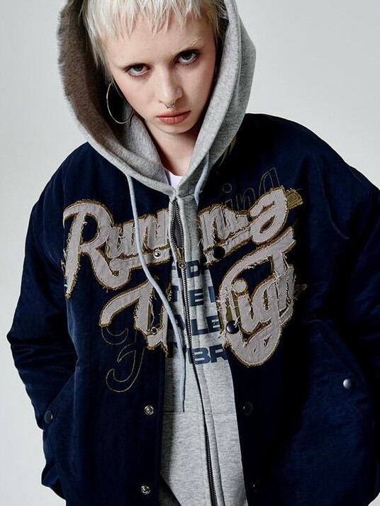 【runningHIGH】PATCH LOGO VARSITY JACKET