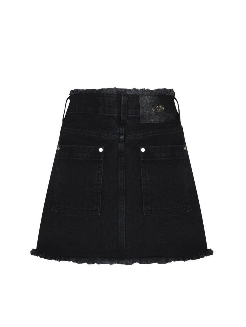 MORE THAN BLACK】CUT OFF DENIM SKIRT | OUR BRAND,MORE THAN BLACK  