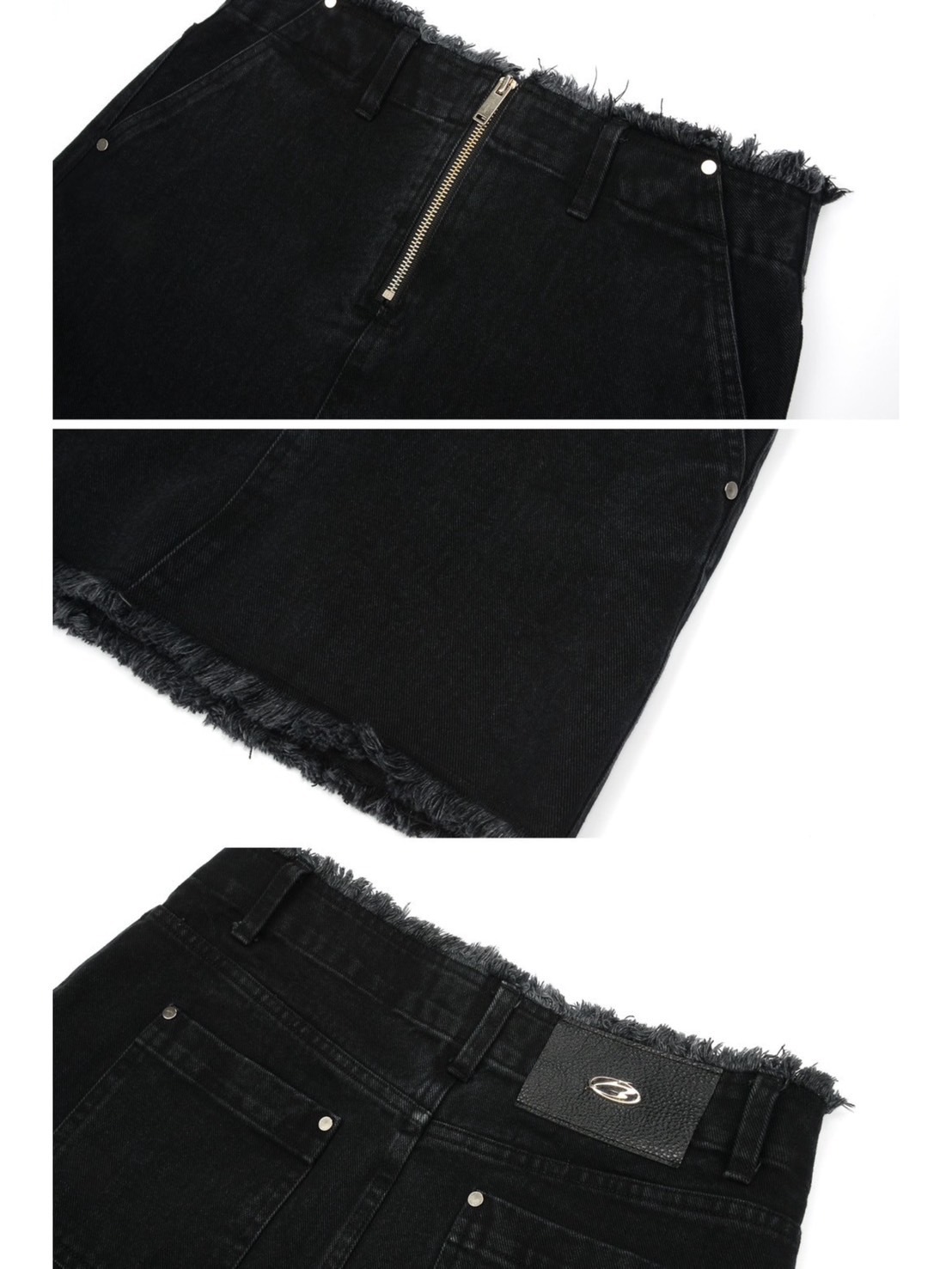 MORE THAN BLACK】CUT OFF DENIM SKIRT | OUR BRAND,MORE THAN