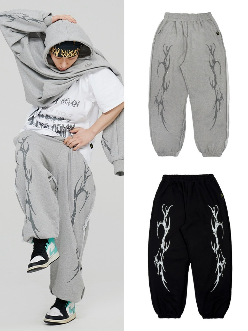 1/28再入荷【HOLY NUMBER 7】HOLYNUMBER7 X MBA Vintage graphic Stud Training Pants