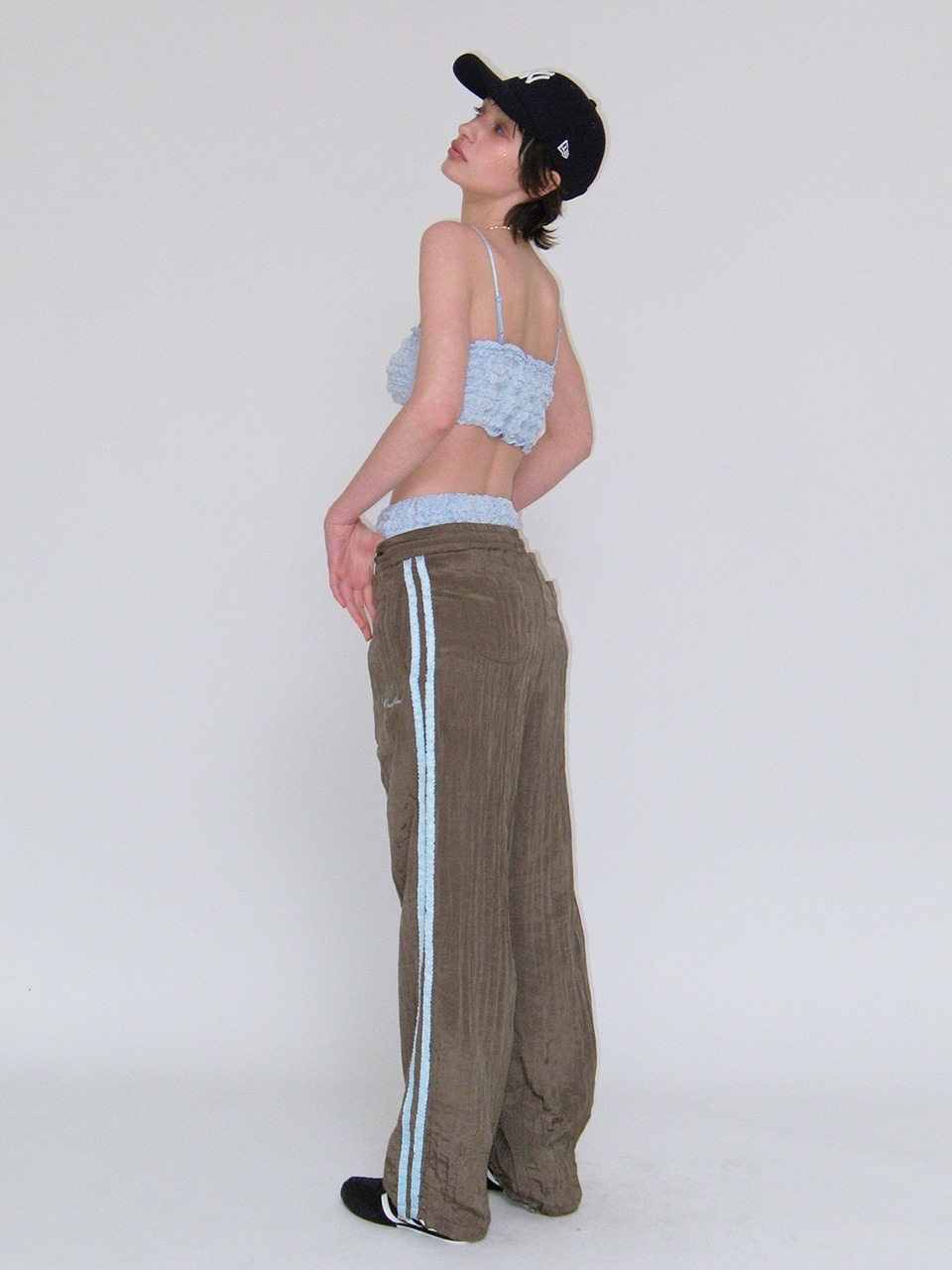 ★CRANK★FRILL LINE WRINKLED PANTS_BROWN★正規品/直送料込 CRANK】FRILL LINE WRINKLED PANTS | OUR BRAND,CRANK