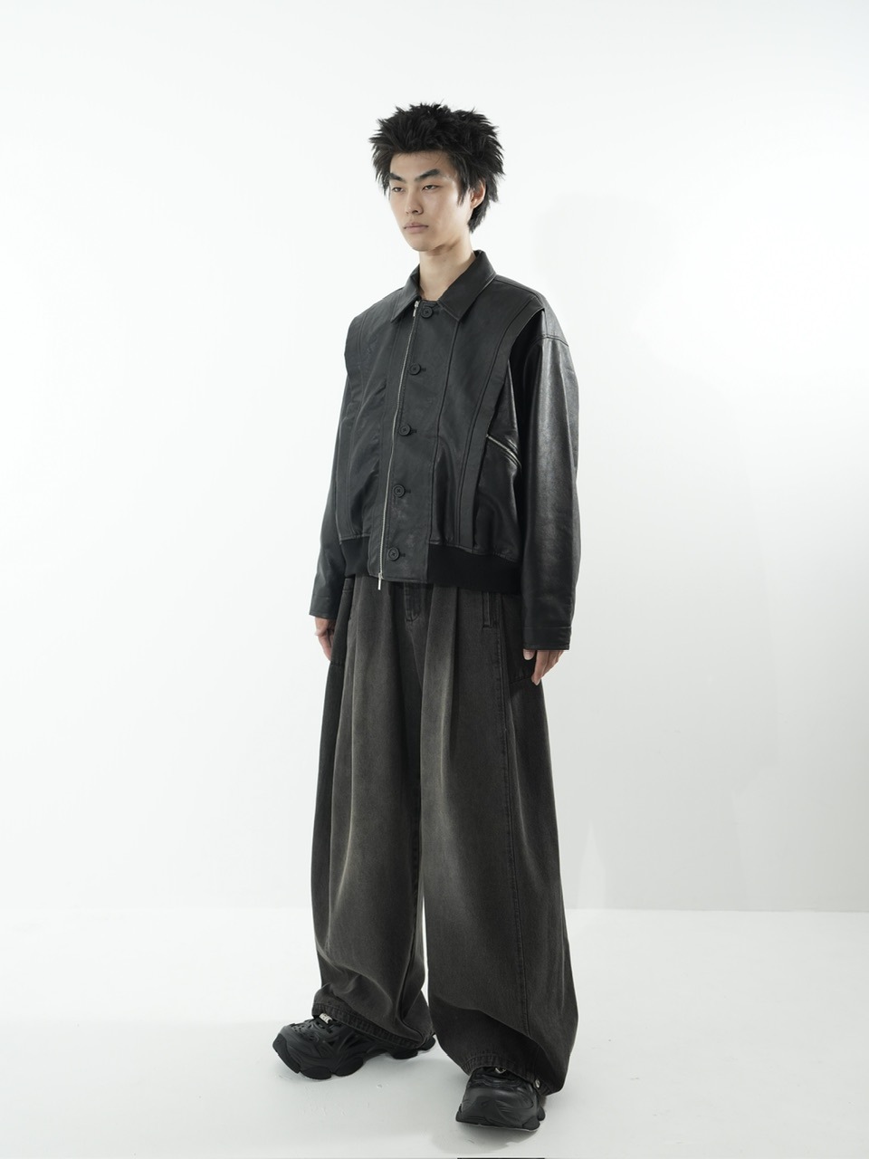 CS】multi vegan leather blouson (black) | OUR BRAND,Chikashitsu +