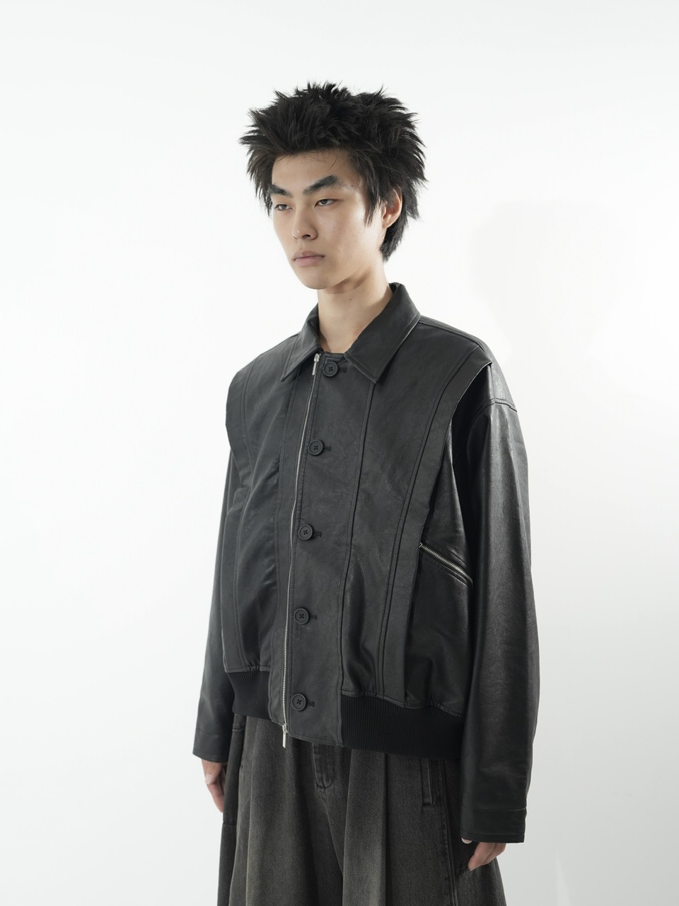 CS】multi vegan leather blouson (black) | OUR BRAND,Chikashitsu +